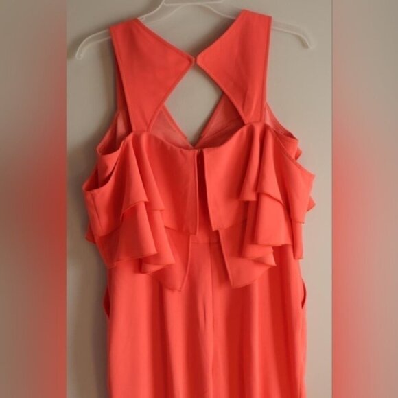Trina Turk Women’s Coral Crepe Josephine Cold-Shoulder Ruffle Jumpsuit. … - Picture 7 of 14